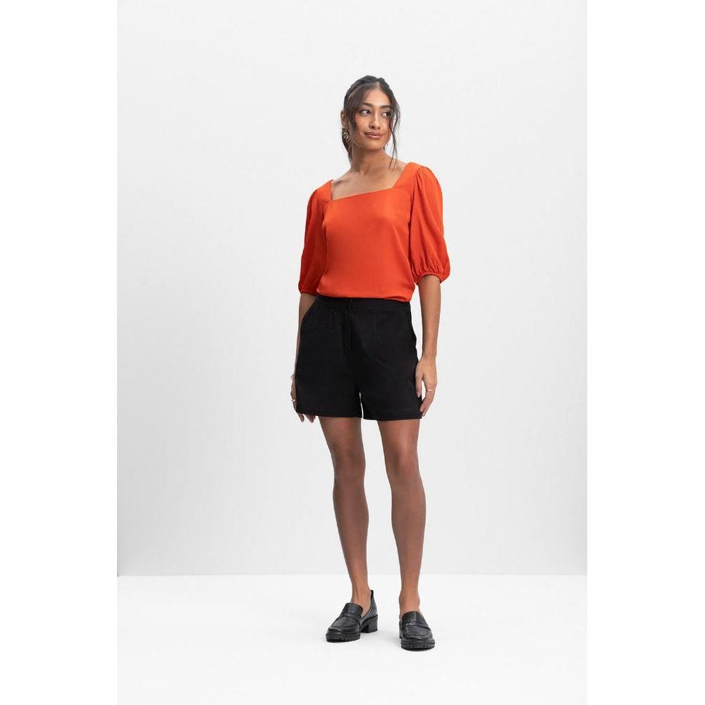 Shorts Feminino Em Sarja Comfort Essendi Preto