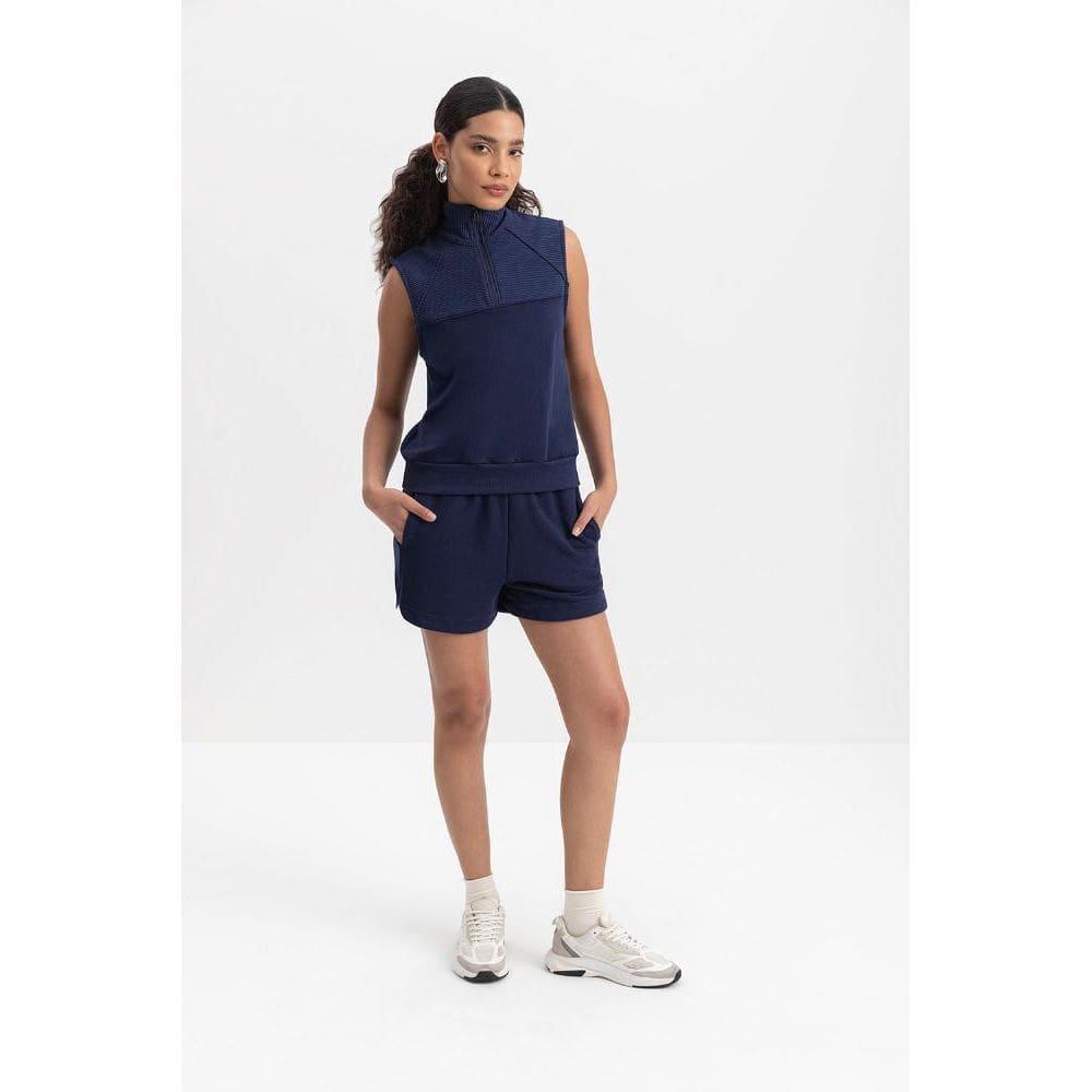 Shorts Feminino Em Moletinho Essendi Azul Escuro
