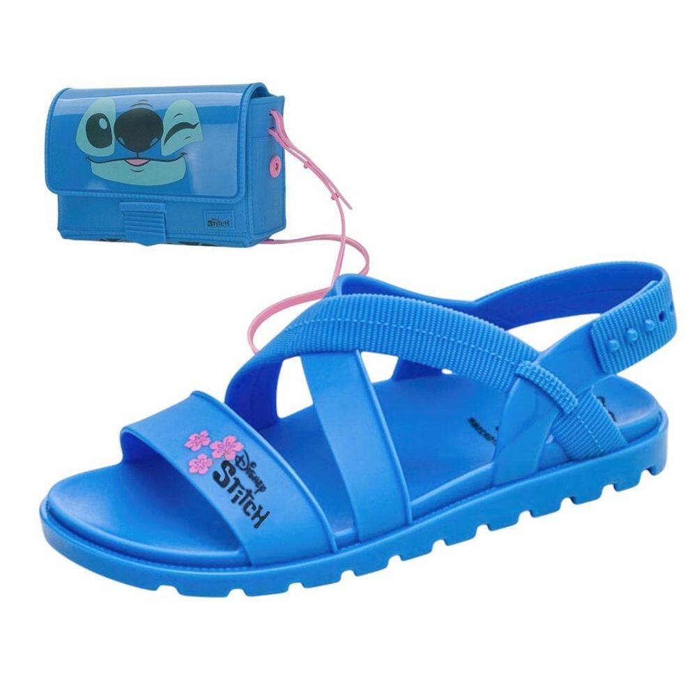 Sandália Infantil Menina Fácil Calce Ajustável Disney Stitch