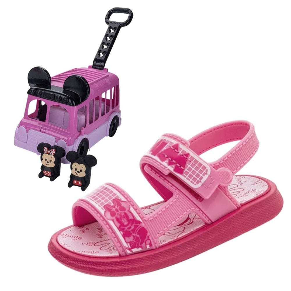 Sandalia Infantil Menina Leve + Carrinho Disney Minnie Tour