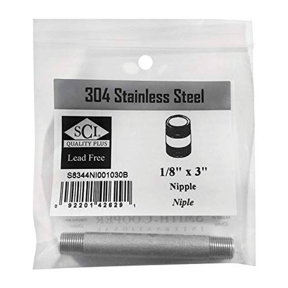 Niple Smith Cooper SS 1/8 x 3, Acero Inoxidable 304