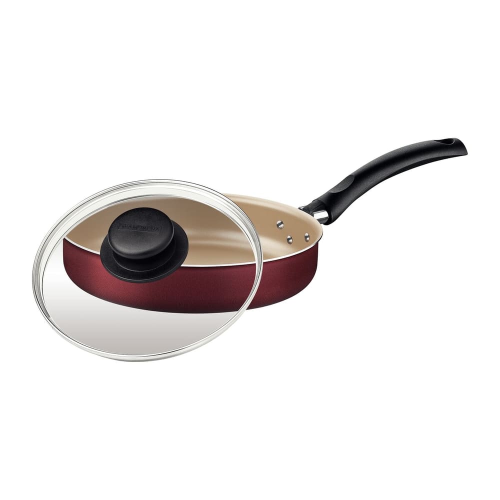 Frigideira Tramontina Reta Tampa De Vidro 22cm 1,7l Vermelho