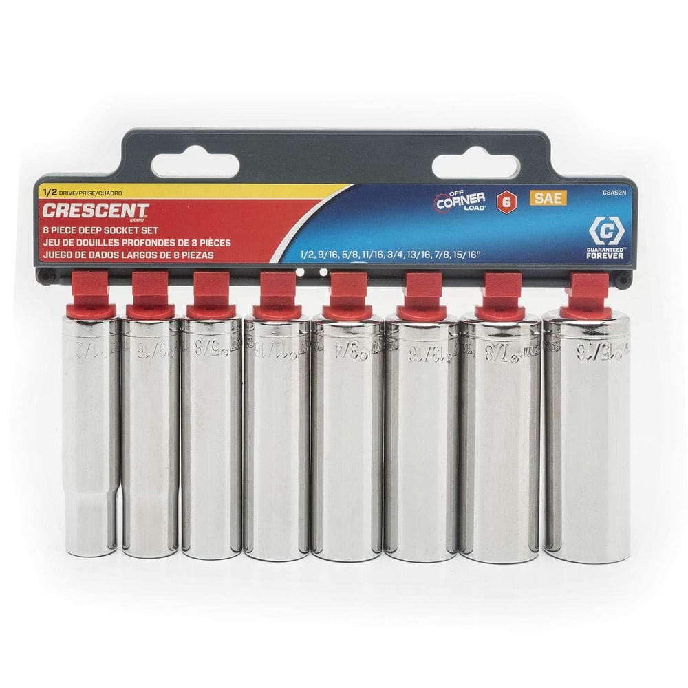 Conjunto de soquetes Crescent CSAS2N 8 unidades de 1/2” com 6 pontos de profundidade