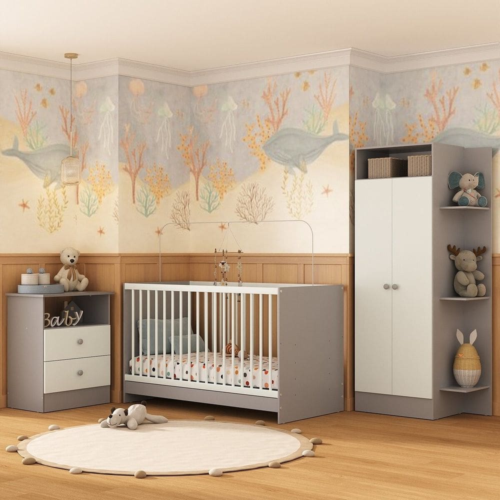 Jogo De Quarto Infantil Trevalla Móveis Pom Pom 3 Peças