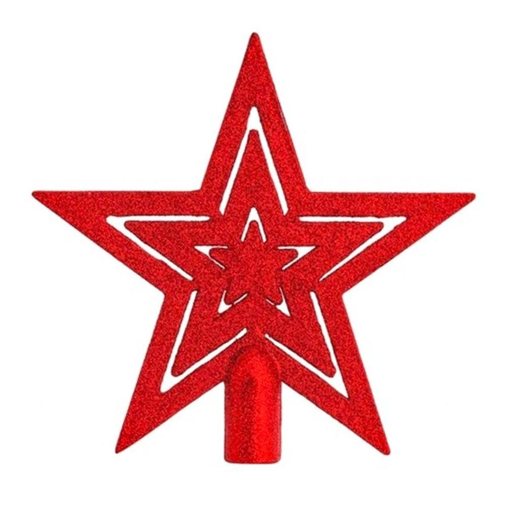 Ponteira Para Arvore De Natal Estrela Vazada 13Cm - Vermelho