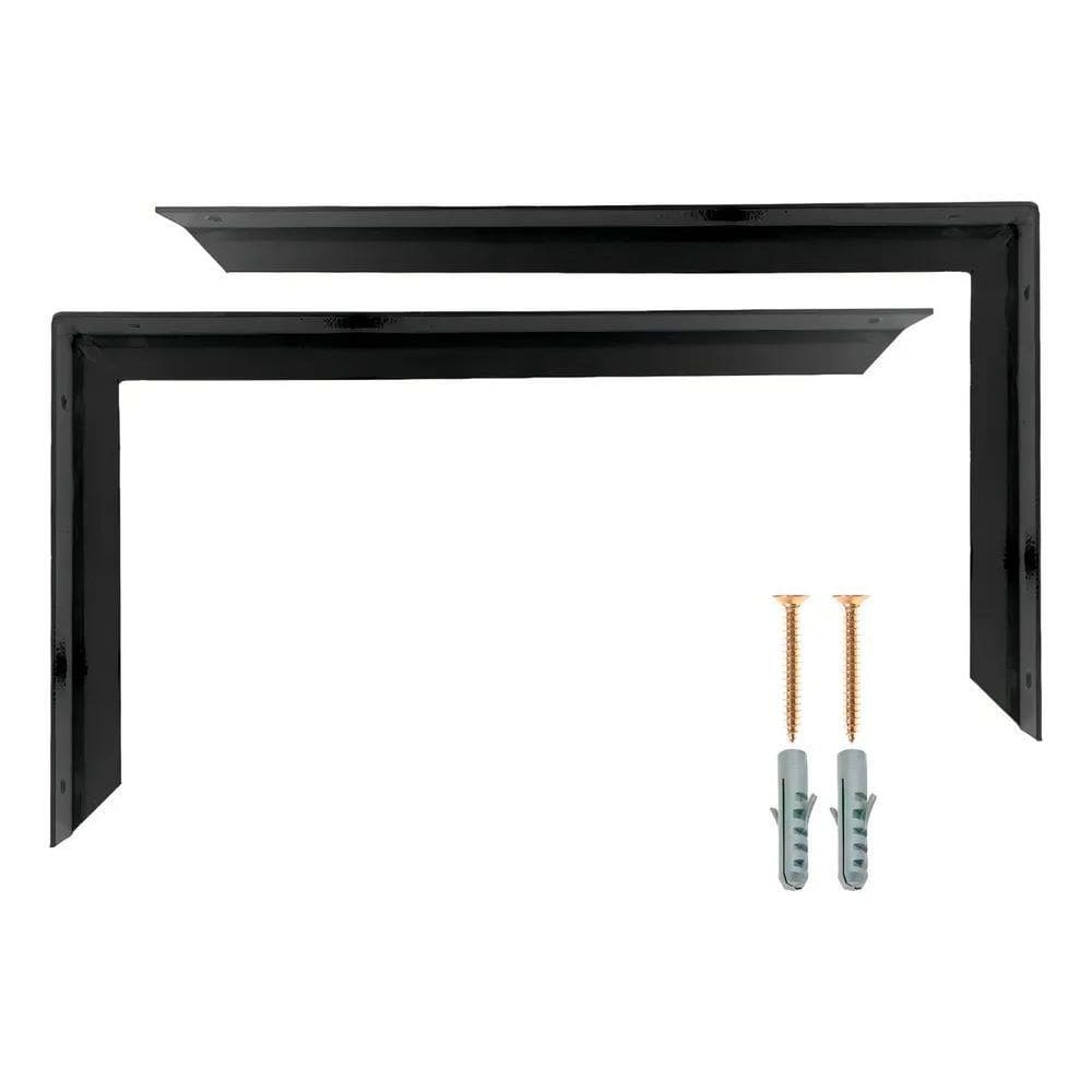3X 2 Suporte Mão Francesa Reforçada 50Cm Preto + Parafusos