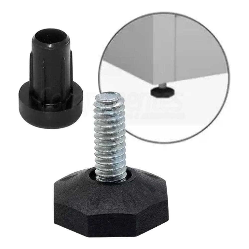 3X Pé Nivelador Oitavado 1/4X3/4 Base 22Mm +Bucha 1/4 - 100