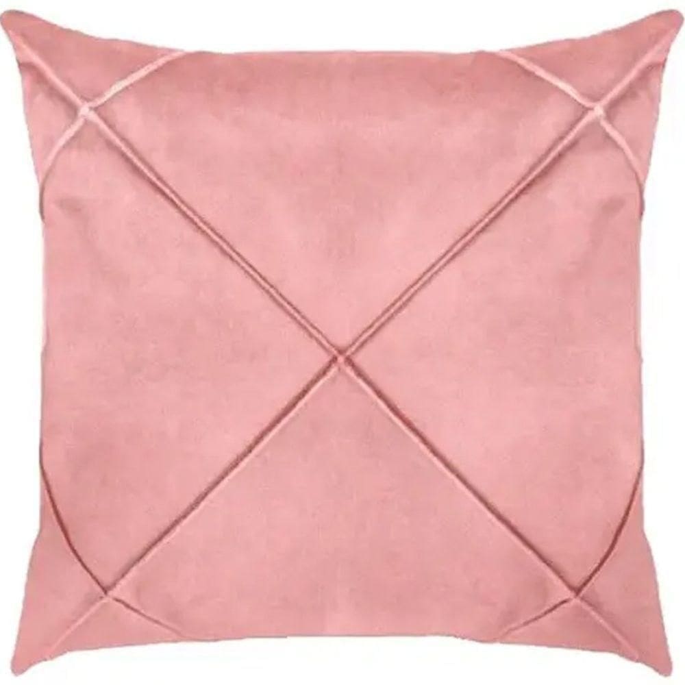 Capa De Almofada Suede Aveludada Drapeada 45x45cm Rosê