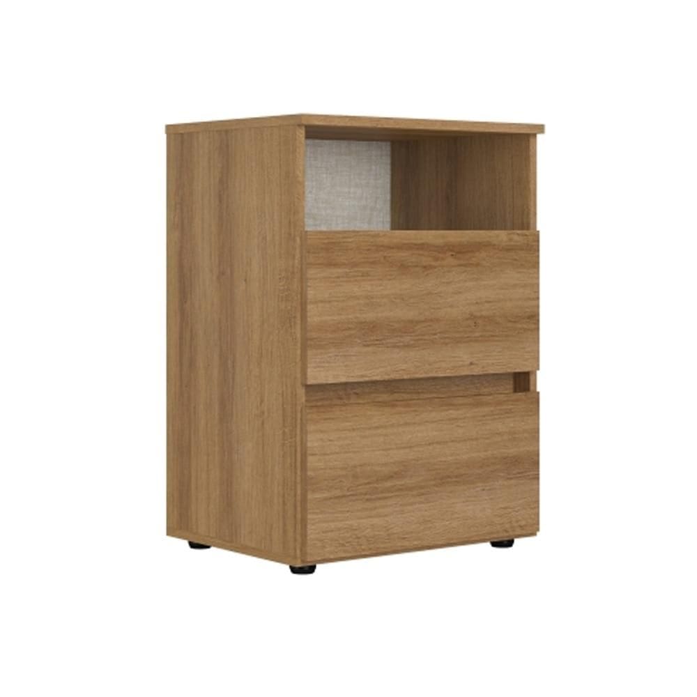 Mesa de Cabeceira Condessa THB 5886, 02 Gavetas, Almendra - 48 CM
