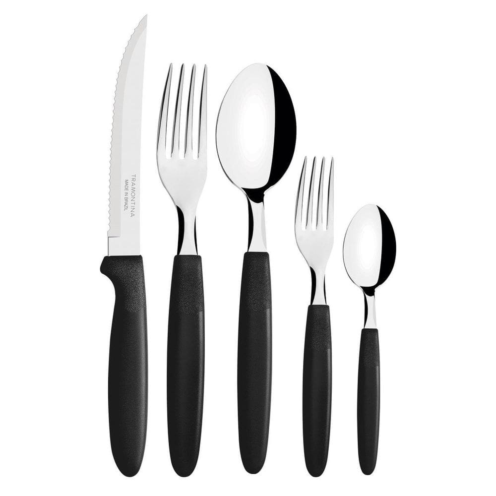 Kit 2 Faqueiros Inox 30 Peças Preto + Faqueiro Inox 24 Peças