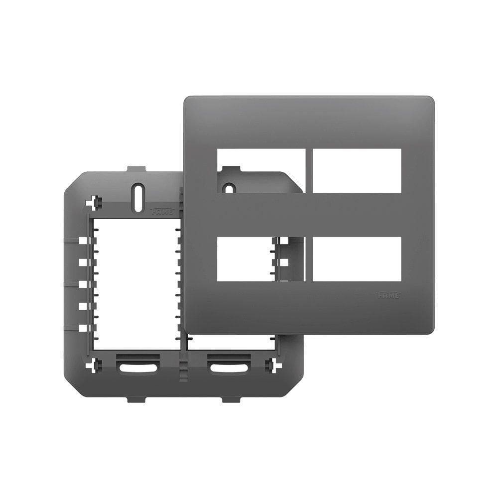 Placa Com Suporte Fame Habitat Onix 4x4 Para 4 Módulos Horizontais Distanciados Onix