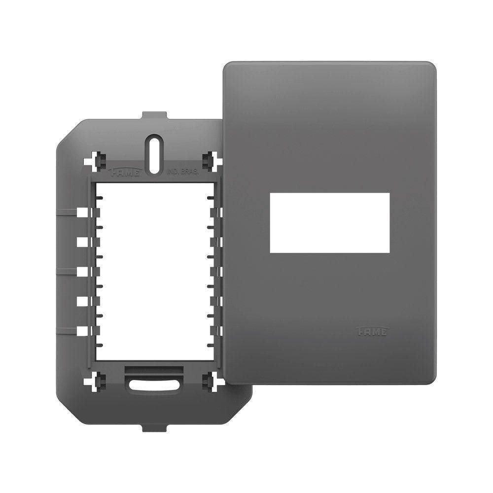 Placa Com Suporte Fame Habitat Onix 4x2 Para Módulo Horizontal Onix