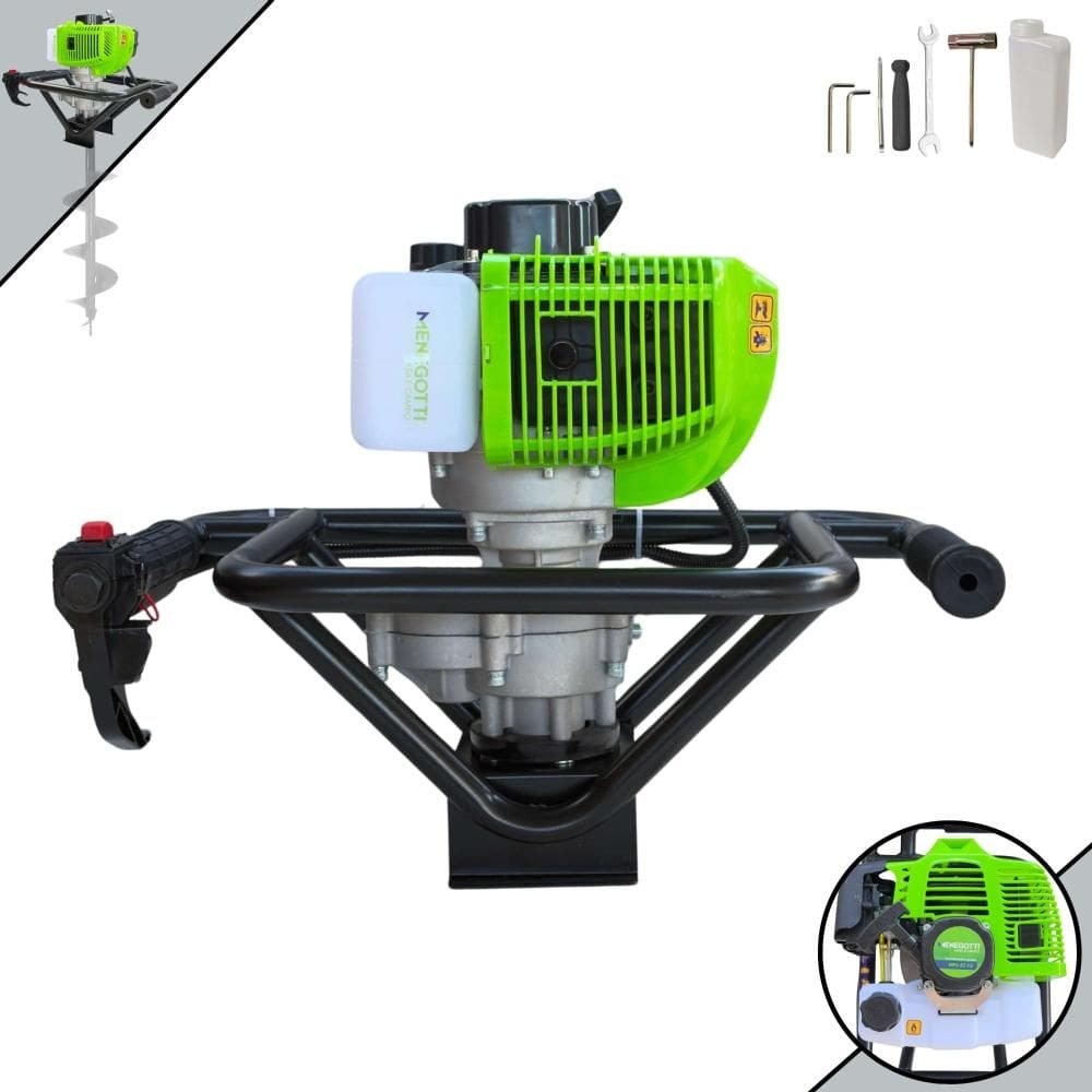 Perfurador de Solo Perfuratriz Sem Broca Menegotti MPS-52 À Gasolina 52cc 1,8HP 9.000rpm Motor 2 Tempos Profissional de Alta Performance