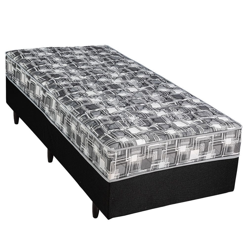 Cama Box Conjugada Solteiro Berflex com Molas Ensacadas Espuma D26 Suporte 90kg Preta Certificada INMETRO