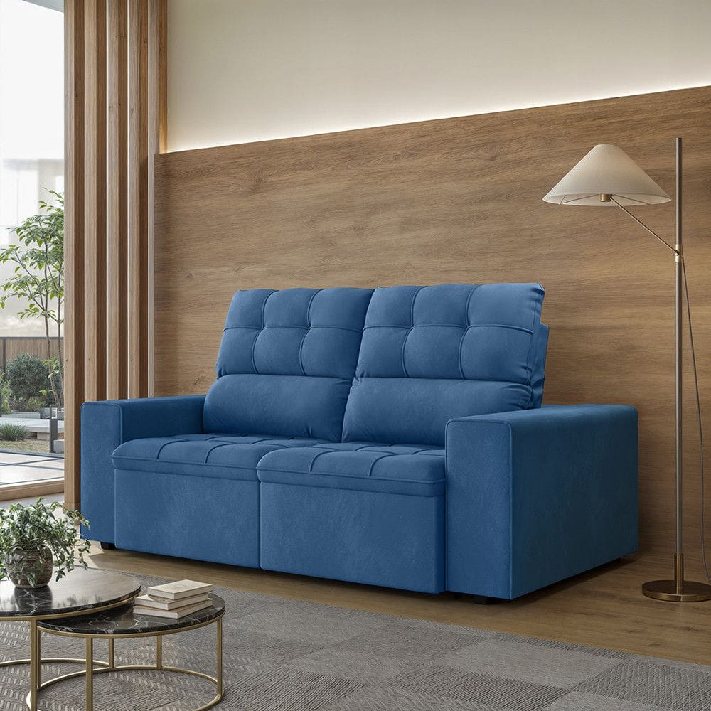 Sofa 3 Lugares Retratil Reclinavel 180cm Suede Roma Flash