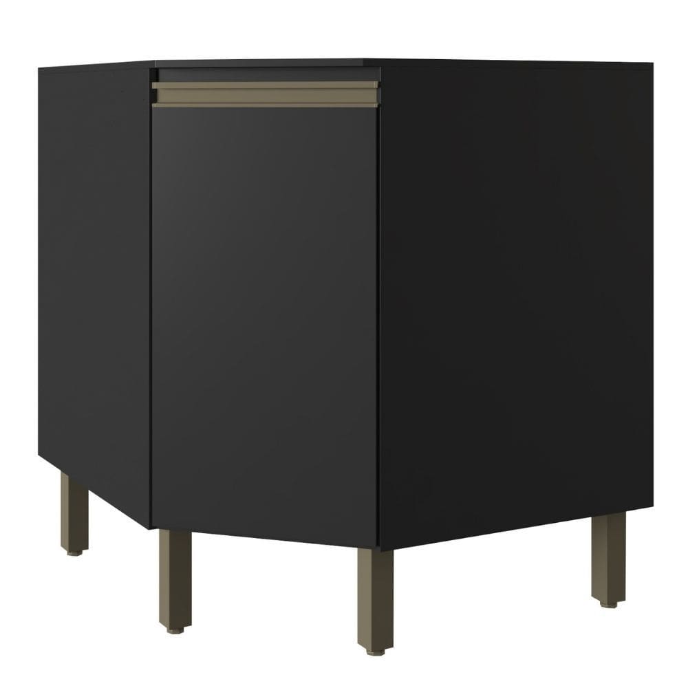 Balcao de Canto - Vollare com Tampo Preto 1 Porta em MDP - Fiorello