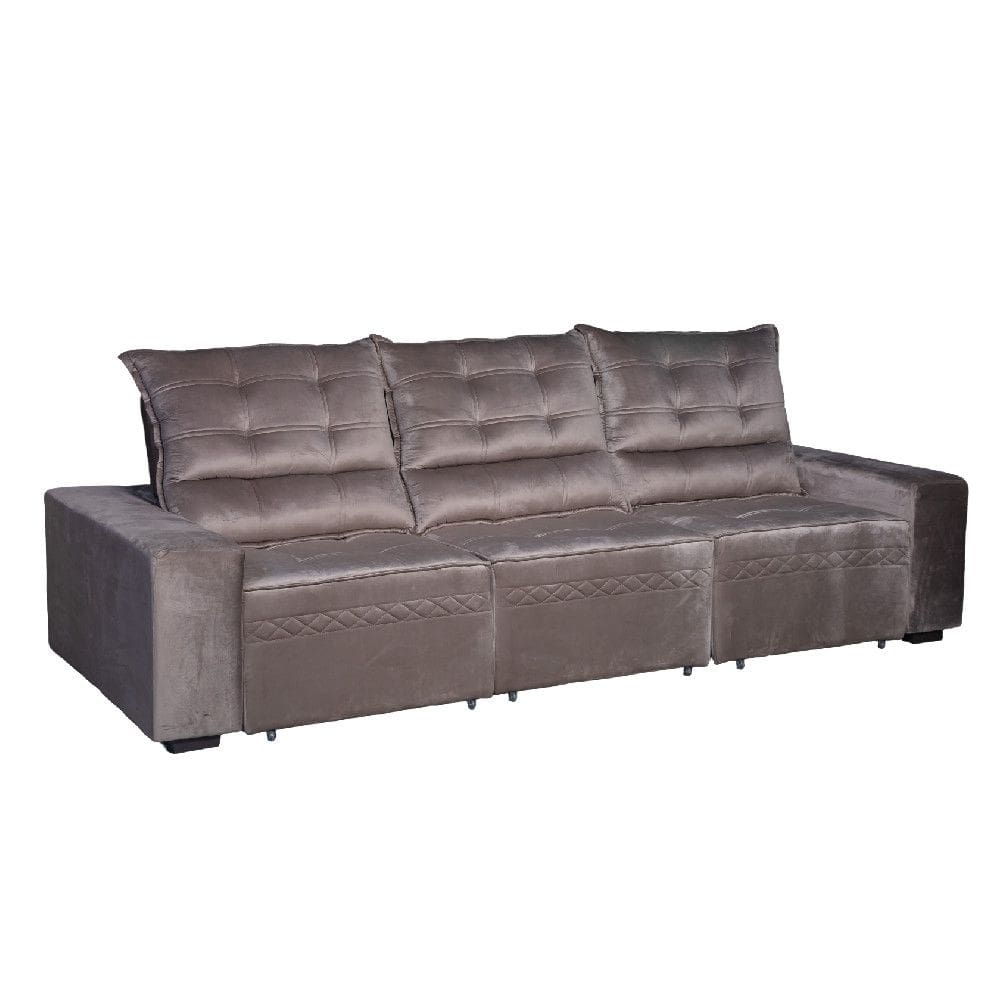 Sofa Retratil e Reclinavel 4 Lugares 2,90m com Molas Ensacadas Espuma D28 Veludo para Sala de TV