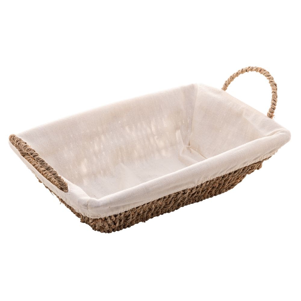 Cesta Retangular de Sisal C/Alça e Forro em Tecido 29x19cm Wolff