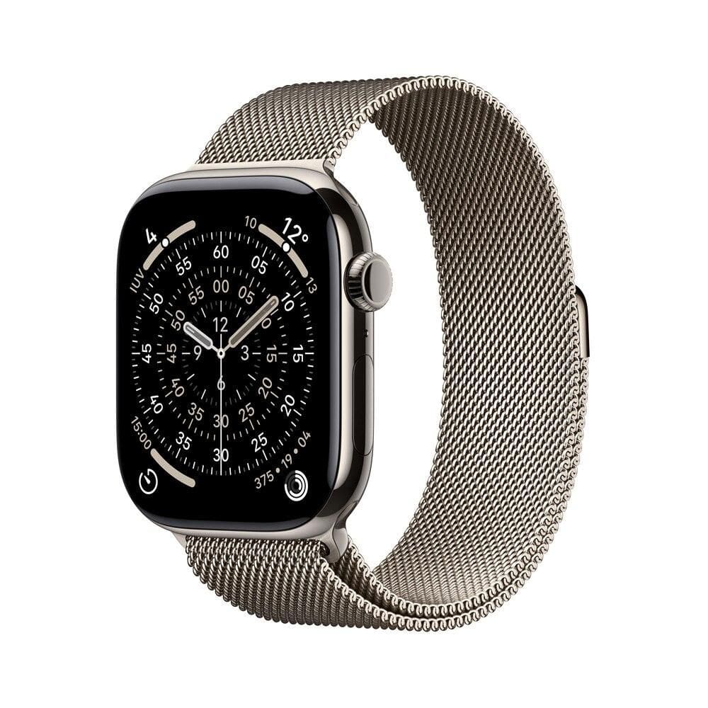 Apple Watch Series 11 GPS + Cellular - Caixa natural de titânio – 46 mm - Pulseira natural estilo milanês – P/M