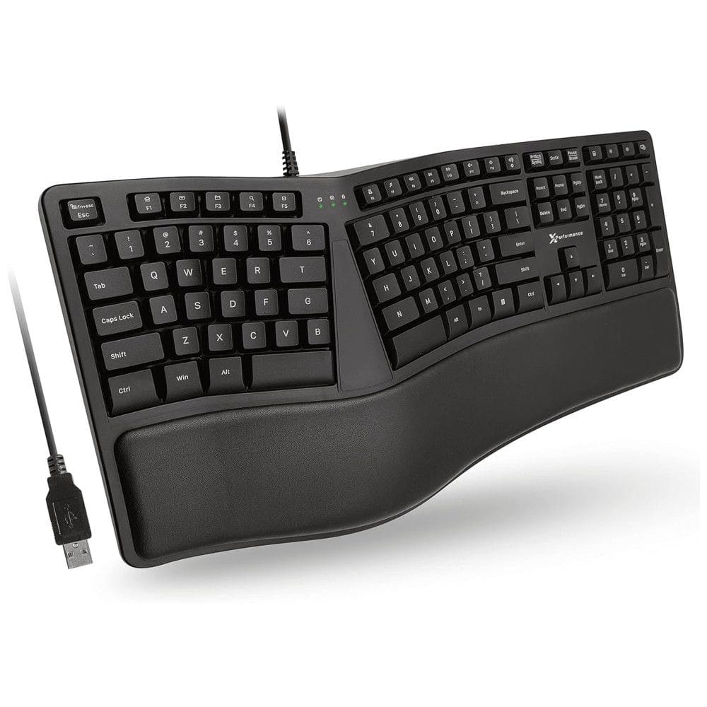 Teclado Ergonômico Dividido com Fio Recarregável Reduz a Tensão das Mãos com Teclas Programáveis, X9 PERFORMANCE X9ERGOKEY, Preto