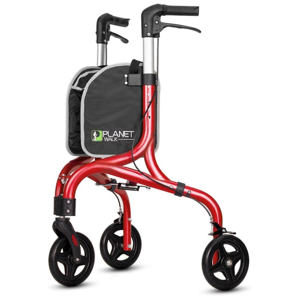 Planetwalk Andador Adulto Idoso com Apoio de Braço, Assento Acolchoado e Cesto, Suporta até 117 kg, Vermelho