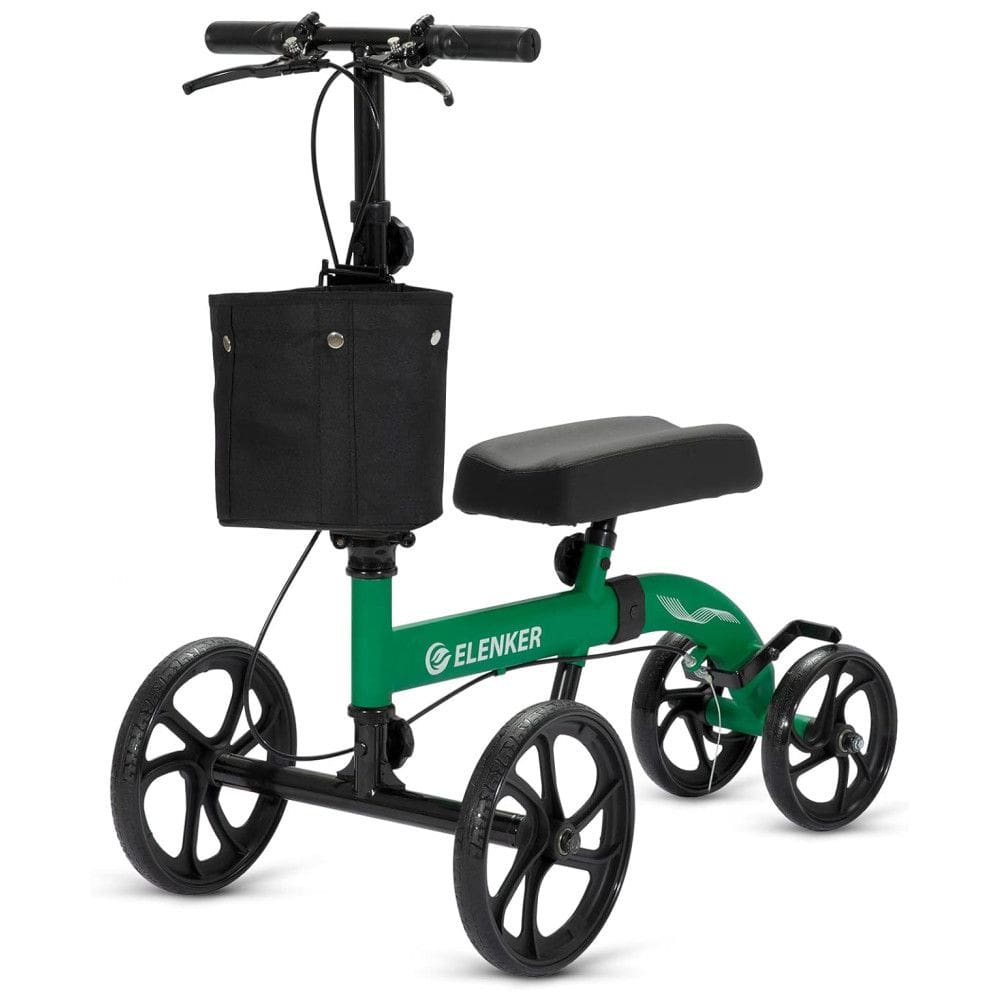 Andador 4 Rodas com Apoio para Joelho Ideal e Sistema de Freios para Lesões Suporta 136kg, ., ELENKER, Verde