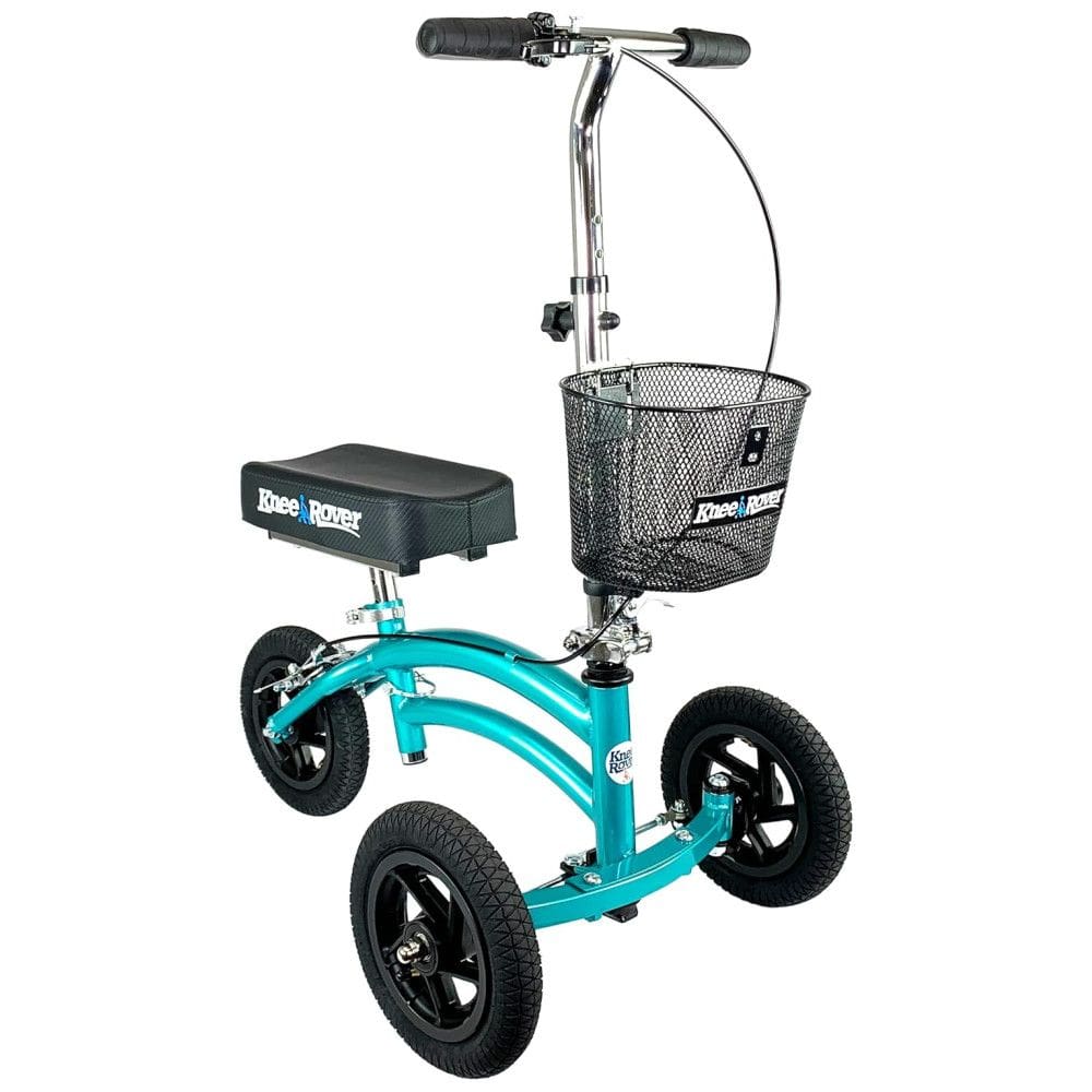 Jr Andador 3 Rodas com Cesta e Apoio para Joelho Ideal para Lesões no Pé, KNEEROVER, Azul turquesa