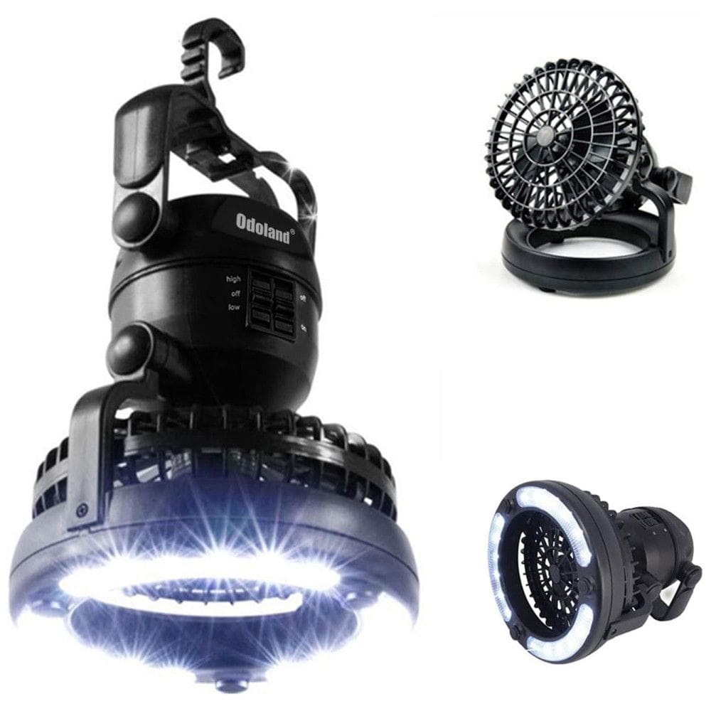 Lanterna de acampamento LED portátil com ventilador de teto kit de sobrevivência de emergência para furacões, ODOLAND