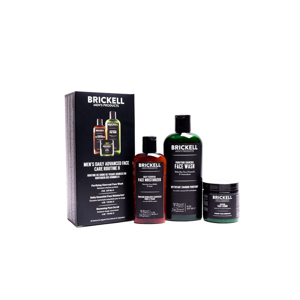 Kit Skincare Masculino com Hidratante, Esfoliante e Limpador Facial, BRICKELL MENS PRODUCTS, Preto