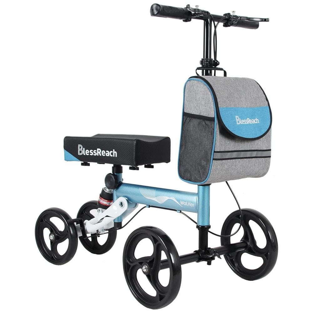 BlessReach Steerable Knee Walker Deluxe Medical Scooter for Foot Injuries Compact Crutches WB 2105 Blue