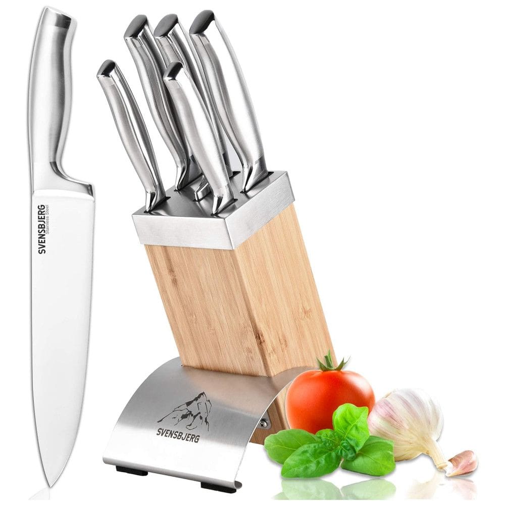 Conjunto de Facas em Aço Inoxidável com Bloco de Bancada, 6 Peças, SVENSBJERG SB MB101 KS101, Prateado
