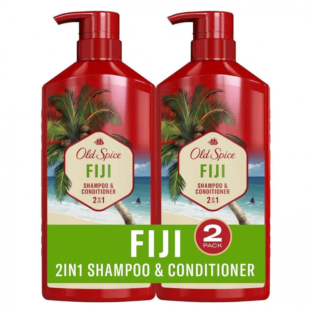 Fiji Shampoo e Condicionador 650 ml de Coco 2 em 1 para Homens, OLD SPICE mei li 115, Vermelho
