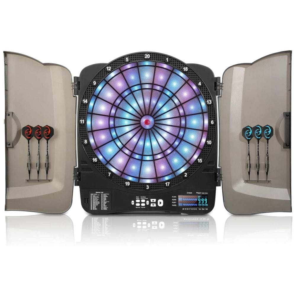 Jogo de Dardos Eletrônico Com Armário, Alvo Iluminado Para Adultos E Crianças, 48 Jogos, 315 Variações, 6 Dardos, 8 Jogadores, PAETAE