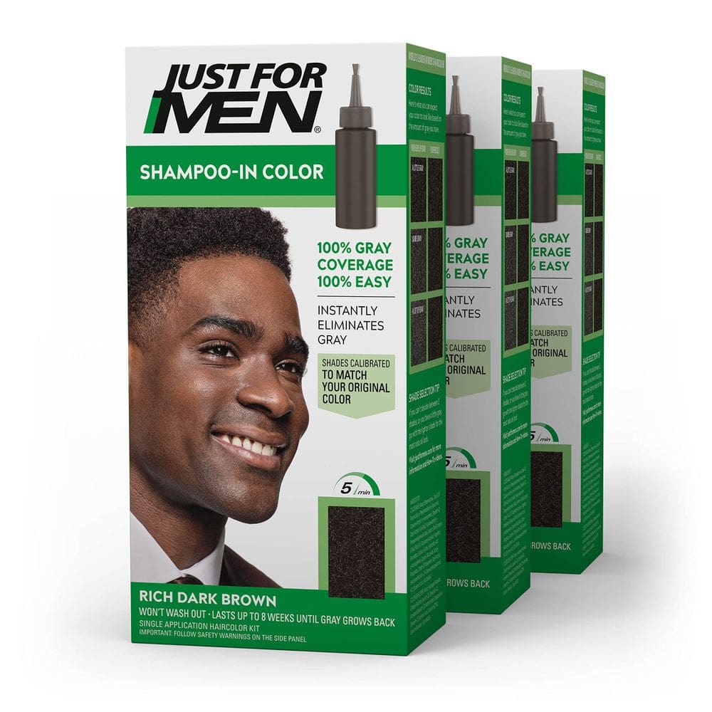 Cor de cabelo apenas para homens: shampoo em cor marrom escuro rico