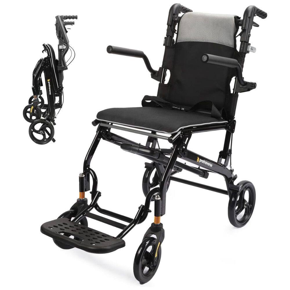 Cadeira de Rodas para Adultos, Ultraleve e Portátil, Dobrável com Alça Telescópica - Ideal para Viagens - Cinza,ProTraverse