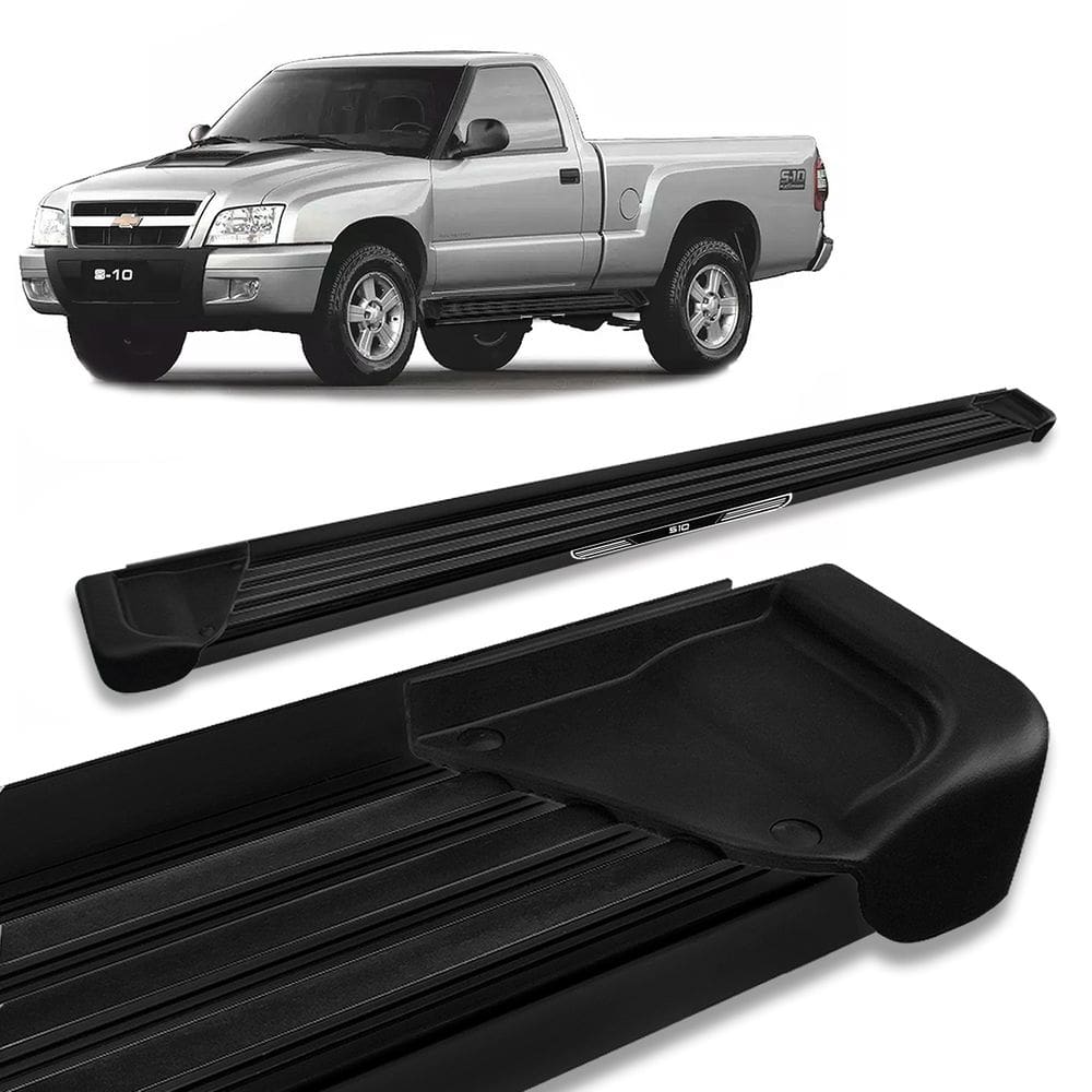 Estribo Lateral S10 1995 a 2011 CS Alumínio Preto A1 Com Ade