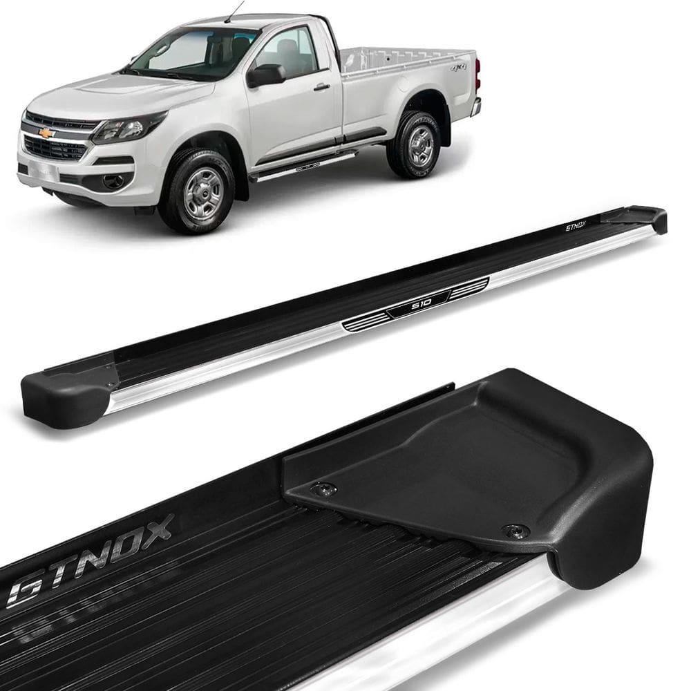 Estribo Lateral S10 2012 a 2023 CS Alumínio Preto A4 Com Ade