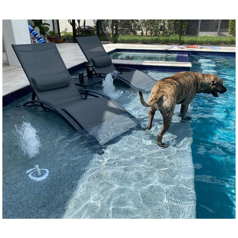 Espreguiçadeiras para Jardim, Praia e Piscina com Mesa Lateral, Cadeiras Reclináveis para Todas as Condições Climáticas, PURPLE LEAF,Cinza