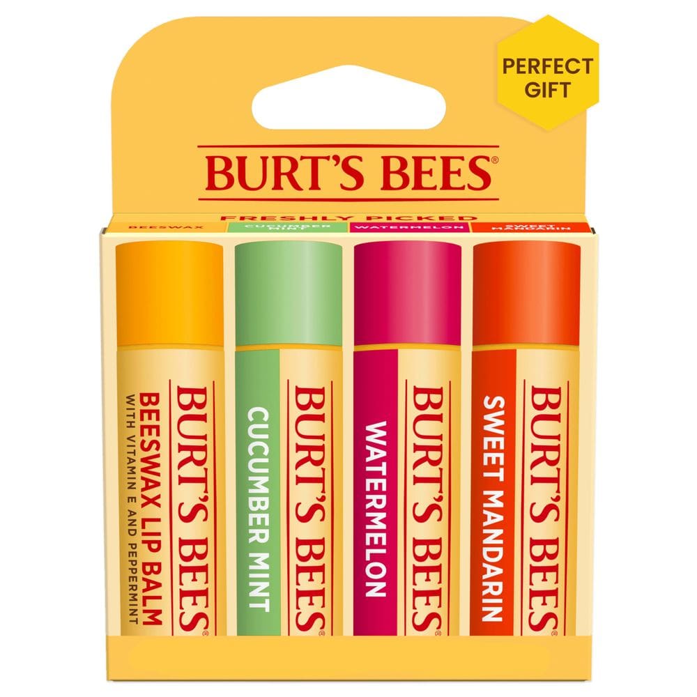 Protetor labial Burt`s Bees Stocking Stuffers, pacote com 4 unidades, presente de Natal