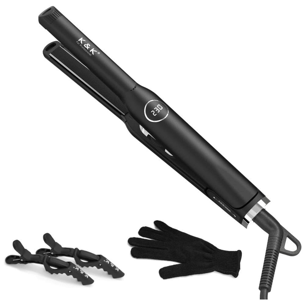 Chapinha Prancha de Cabelo Profissional com Temperatura Ajustável e Desligamento Automático, Bivolt, KK, Preto