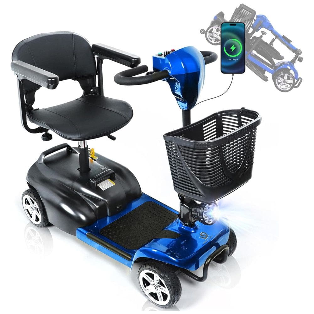 Cadeira de Rodas Elétrica Dobrável para Adultos, 120 kg, Todos os Terrenos, Bateria de Longa Duração com Carregador, Cesto e Luz LED,Hubbfq.