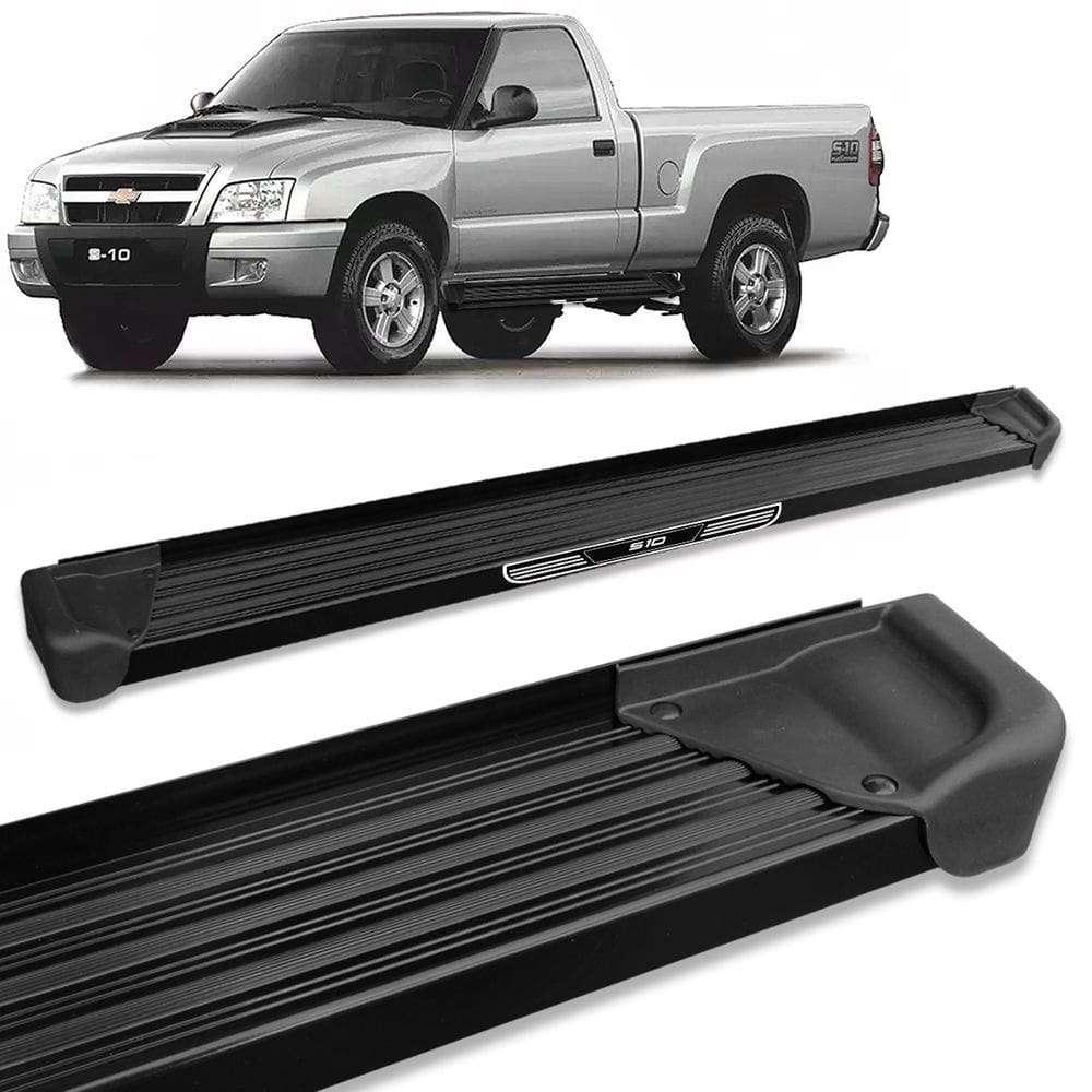 Estribo Lateral S10 1995 a 2011 CS Alumínio Preto A3 Com Ade