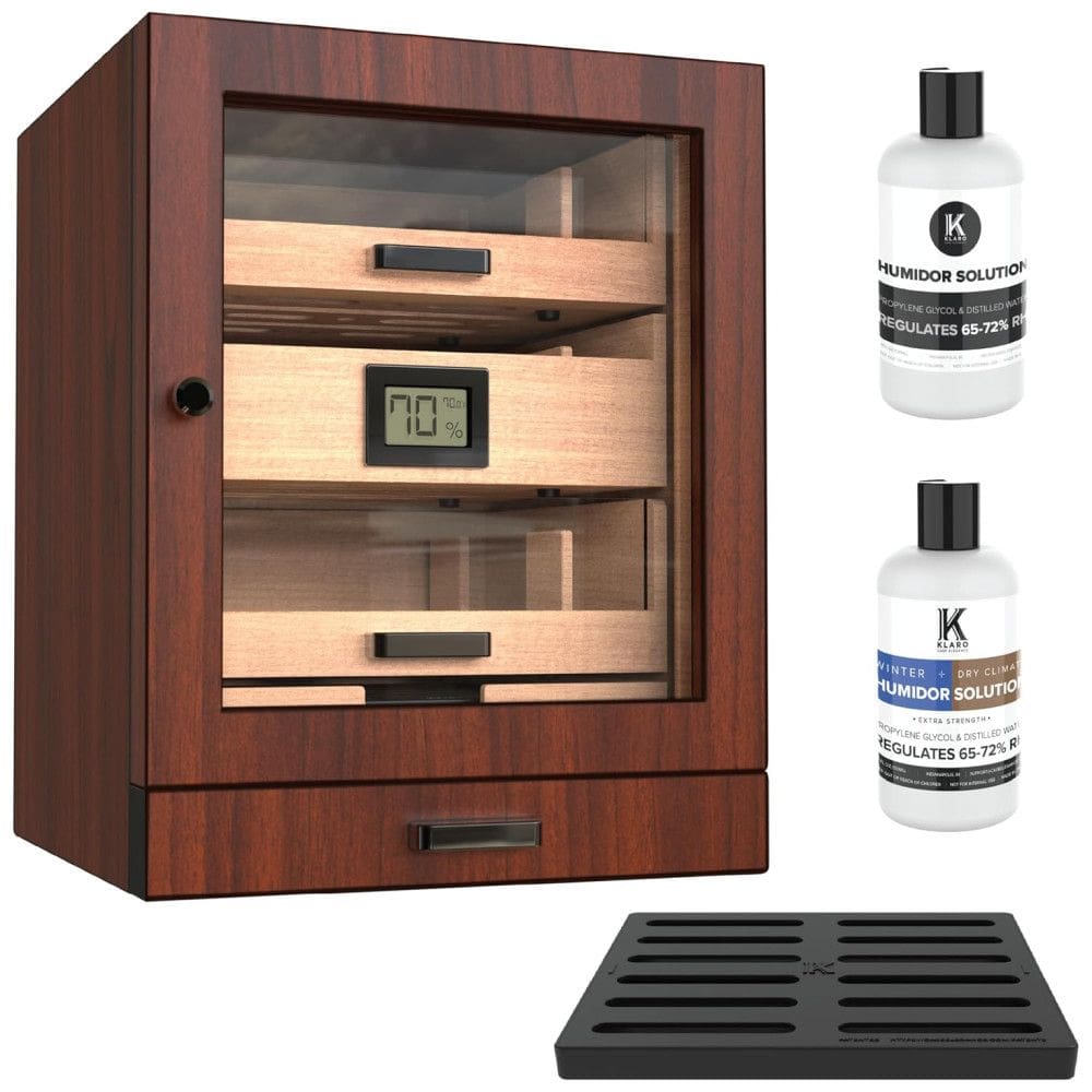 Umidor CASE ELEGANCE Luca, Caixa de Charutos Luxuosa com Cedro Espanhol, Display em Vidro, Sistema de Umidificação Fácil e Higrômetro