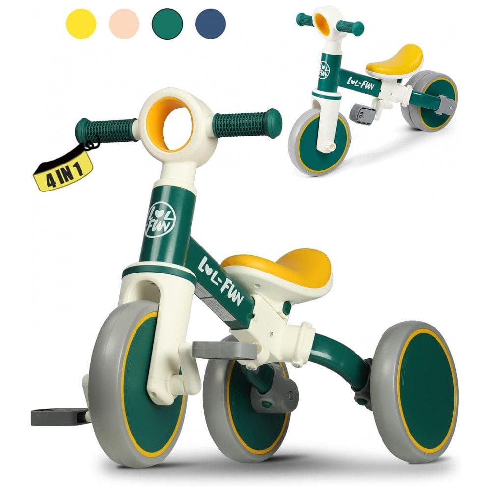 Bicicleta sem Pedal Infantil com 3 Rodas para Crianças de 1 a 4 Anos, LOL FUN, Verde