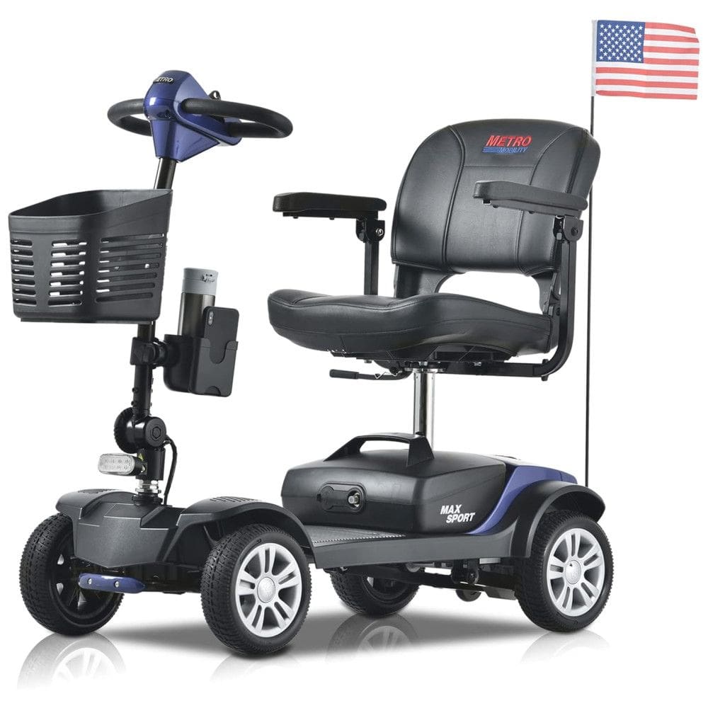 Cadeira de Rodas Elétrica dobrável Metro Mobility 4 Rodas para Adultos - Capacidade de 136 kg, Bateria de Longa Duração, Maior Espaço para