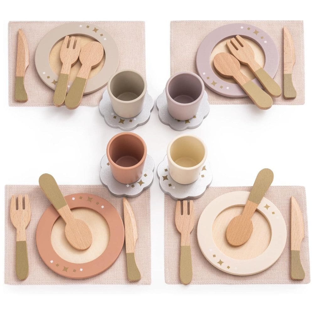 Kit de Utensílios de Cozinha Educativo de Madeira ROBUD - 4 Peças Montessorianas para Crianças, Acessórios de Comida de Brinquedo