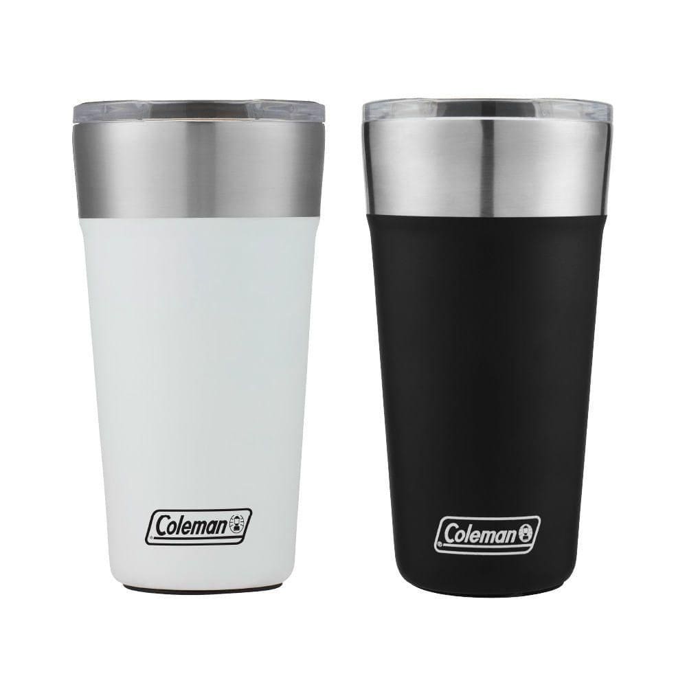 Kit Com 2 Copos Térmicos Com Tampa 600ml Branco E Preto Coleman