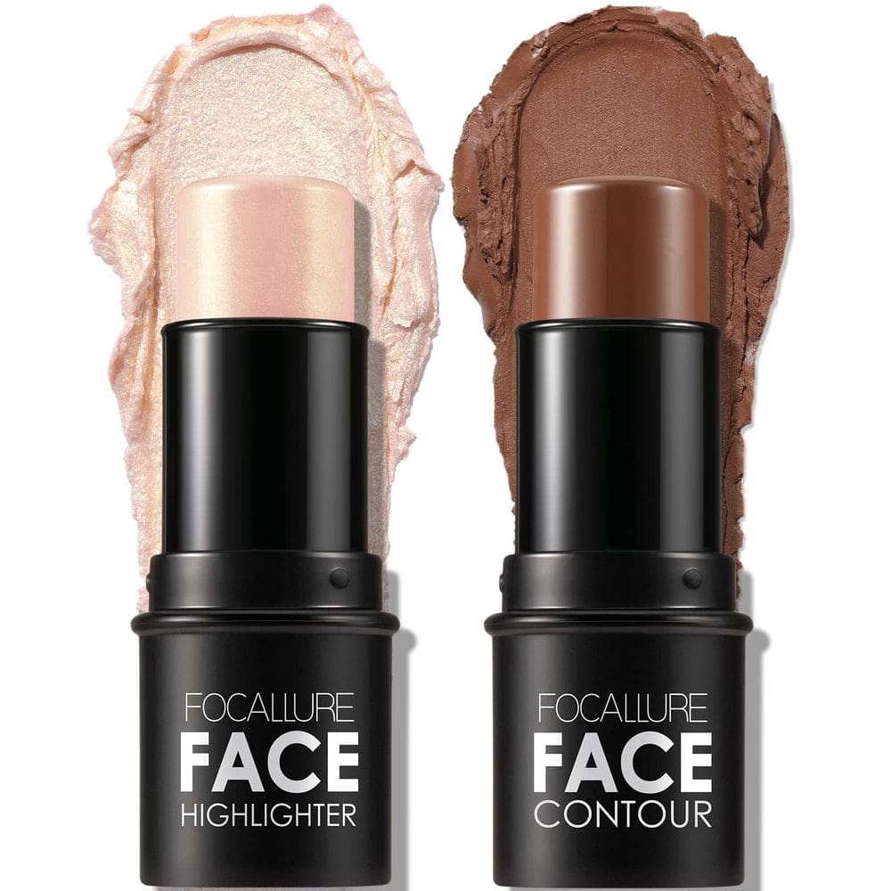 Contour Foundation Stick FOCALLURE, 2 peças com iluminador e bronzeador