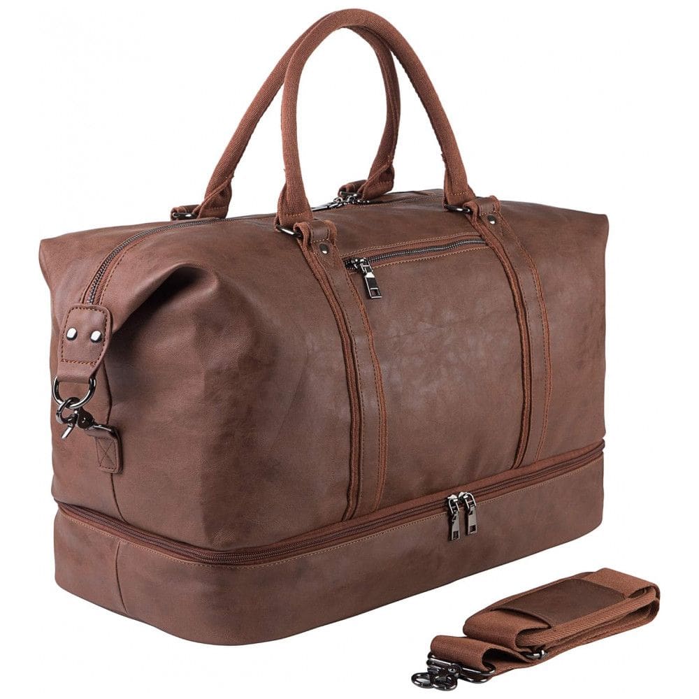 Bolsa de Viagem Masculina Clássica de Couro, SEYFOCNIA, Marrom