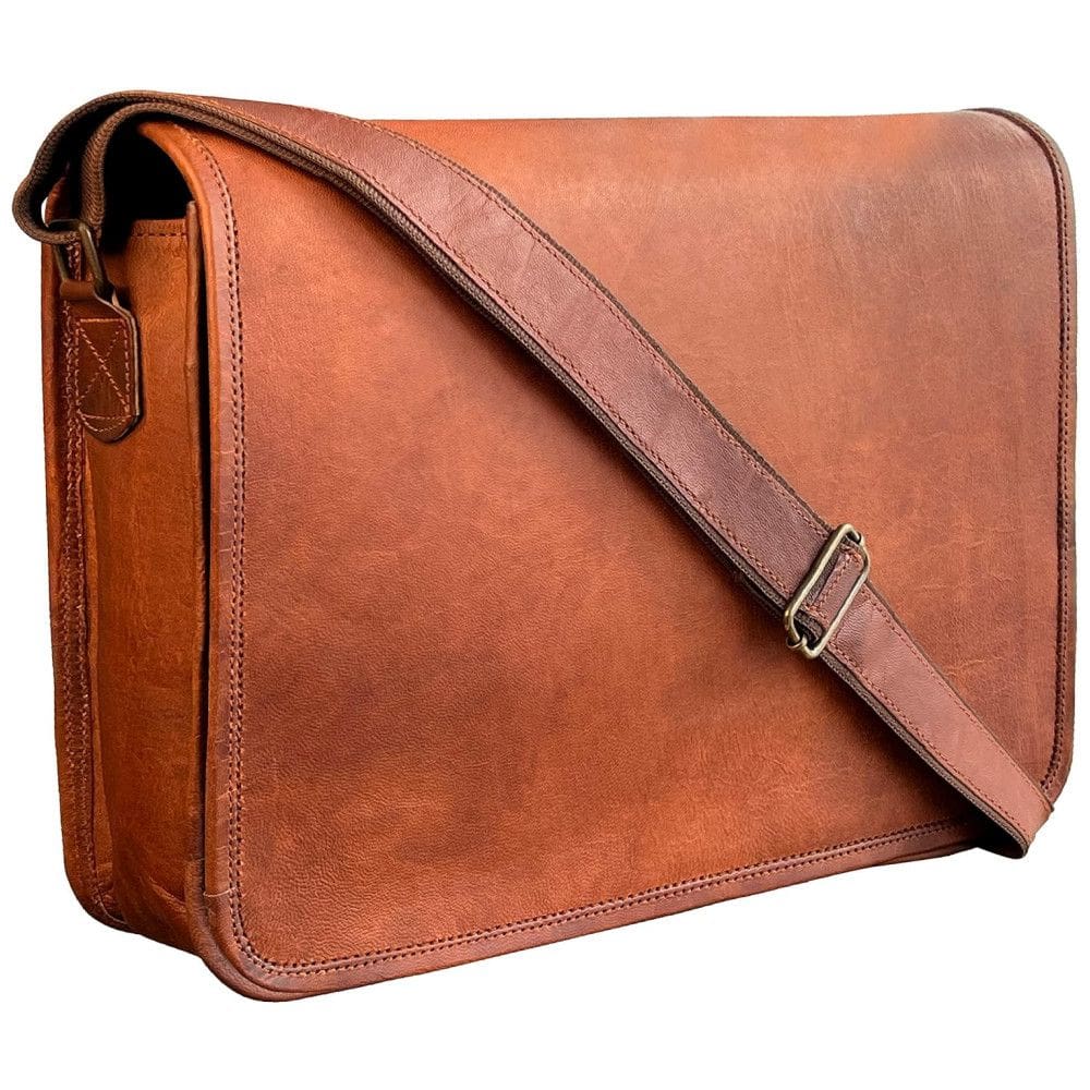 Bolsa Maleta de Couro Sintético Masculina para Laptop, RUSTIC TOWN, Marrom Claro
